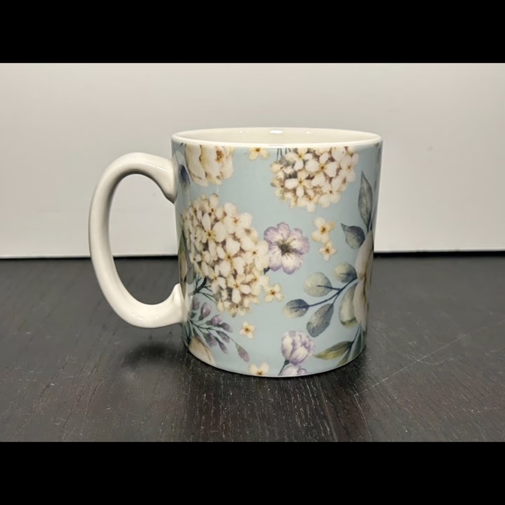 Burton + Burton Tina Wenke Floral Ceramic Coffee Mug Roses, Hydrangea